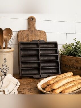 Antique Cast Iron Bread Stick Pan No. 24 Rare Mystery Pan c.1920s-30s